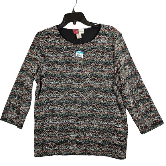 NWT JM Collection Tunic Blouse Womens XL multicolor knit overlay career modest - Picture 1 of 11